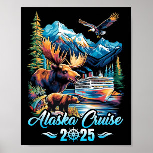 Alaska-cruise 2025 bijpassende familie vrienden gr poster