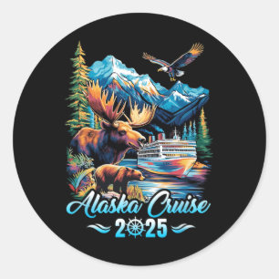 Alaska-cruise 2025 bijpassende familie vrienden gr ronde sticker