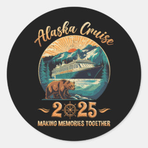 Alaska-cruise 2025 Familie Avontuur Matching Famil Ronde Sticker