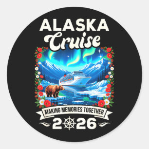 Alaska-cruise 2026 bijpassende familie en vrienden ronde sticker