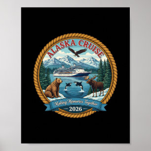 Alaska-cruise 2026 bijpassende vrienden en familie poster