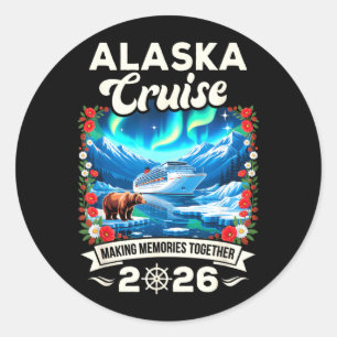 Alaska-cruise 2026 Matching Familie en Vrienden Ronde Sticker