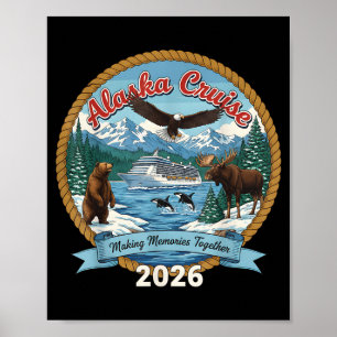 Alaska-cruise 2026 vrienden en familie bij elkaar poster