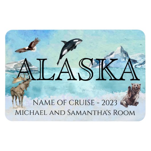 Alaska Cruise Cruising Custom Bear Moose Large Magneet (Horizontaal)