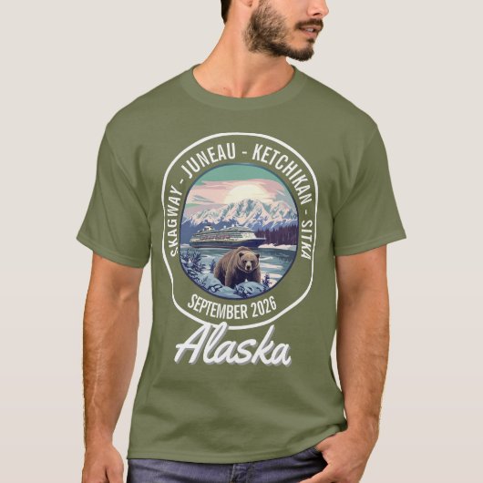 Alaska Cruise Datum Steden Schip Inscheping T-shirt (Voorkant)