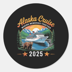 Alaska-cruise om herinneringen te maken 2025 Famil Ronde Sticker