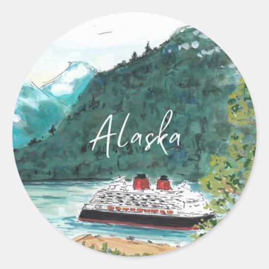 Alaska Cruise Ship Ronde Sticker (Voorkant)