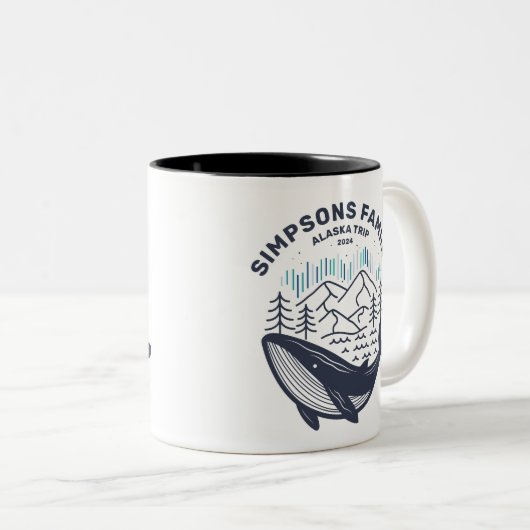 Alaska Cruise Trip Custom Family Matching Group Tweekleurige Koffiemok (Voorkant rechts)