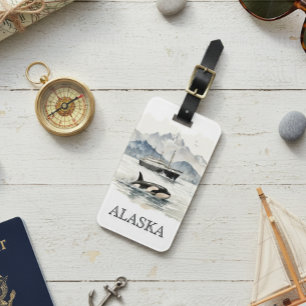 Alaska Cruise Vaartocht Orca Waterverf Aangepast Bagagelabel