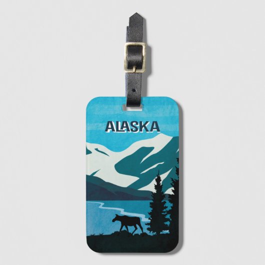Alaska Cruise Vacation Glacier Mountain Moose Bagagelabel (Voorkant (verticaal))