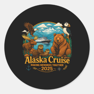 Alaska-cruise voor familie die Alaskaanse cruise c Ronde Sticker