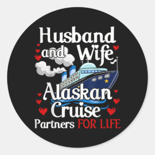 Alaska-cruise voor koppel man en vrouw die cruises ronde sticker