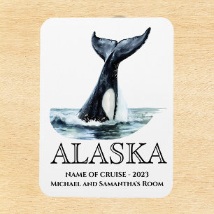 Alaska Cruise Zeilen Orca staart Aquarel  Magneet