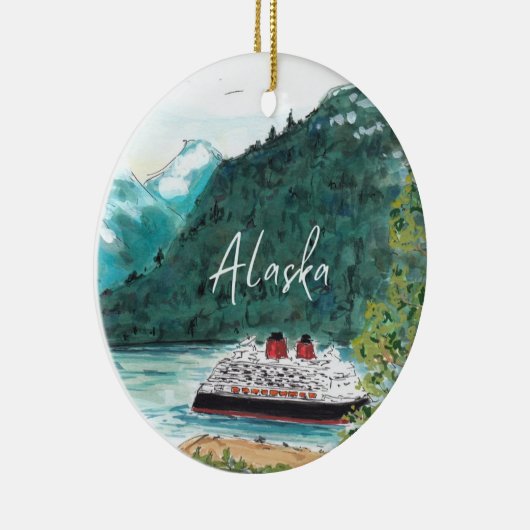 Alaska Cruiseschip Keramisch Ornament (Rechts)