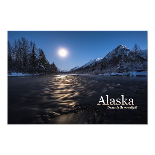 Alaska Dance in de Moonlight Foto Afdruk (Voorkant)