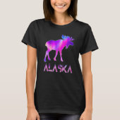 Alaska Day Moose Aurora Borealis At Night   T-shirt (Voorkant)