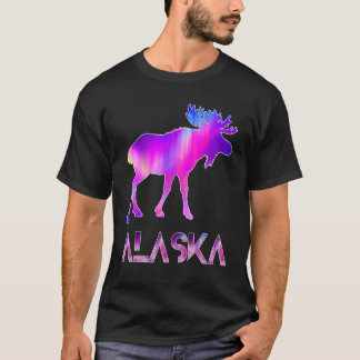 Alaska Day Moose Aurora Borealis At Night T-shirt