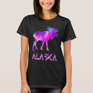 Alaska Day Moose Aurora Borealis At Night T-shirt