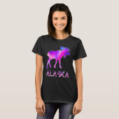 Alaska Day Moose Aurora Borealis At Night T-shirt (Voorkant volledig)