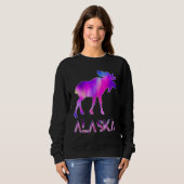 Alaska Day Moose Aurora Borealis At Night Trui (Voorkant volledig)