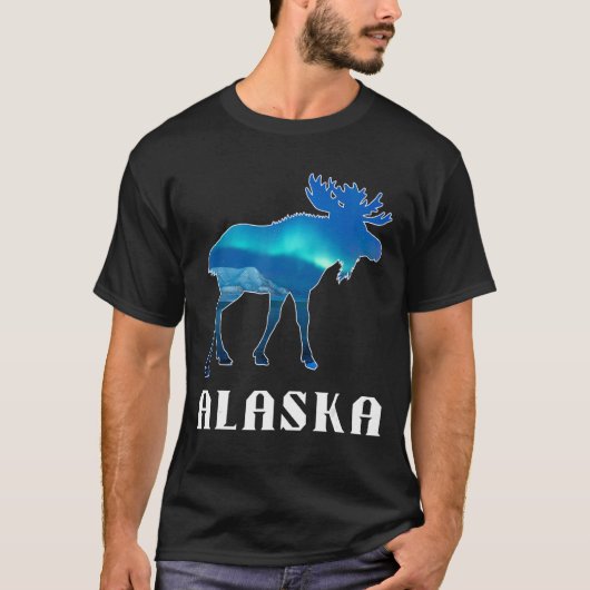 Alaska Day Moose Aurora Borealis noorderlicht T-shirt (Voorkant)