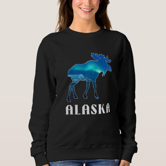 Alaska Day Moose Aurora Borealis Northern Lights   Trui (Voorkant)