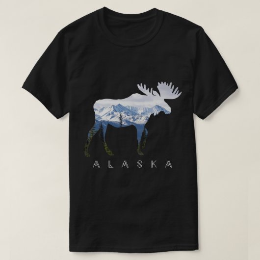 Alaska Day Moose Snowy Mountain - Alaskan Tourist T-shirt (Design voorkant)