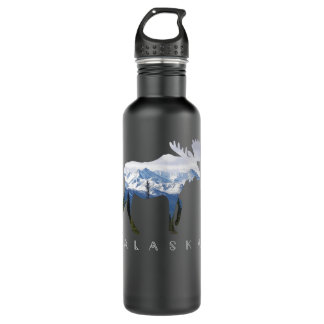 Alaska Day Moose Snowy Mountain - Alaskan Tourist Waterfles