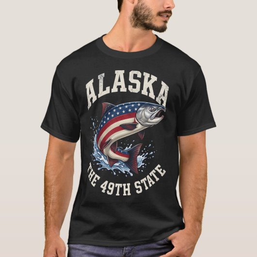 Alaska De 49e Staat Alaskan Zalm Vissen Ameri T-shirt (Voorkant)