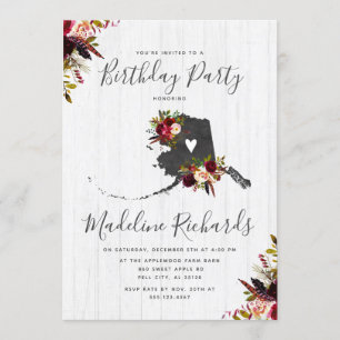 Alaska deelstaat Rustic Birthday Party Invitation Kaart