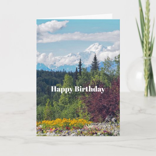 Alaska Denali Landschap Bloemen Foto Verjaardag Kaart (Voorkant)