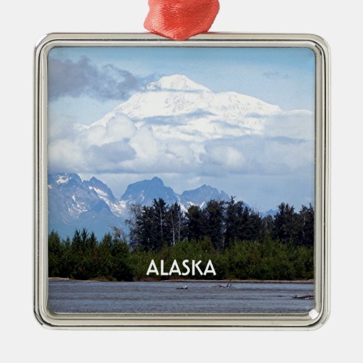 Alaska: Denali, Mt McKinley, uit de rivier, VS 1 Metalen Ornament (Voorkant)