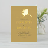 Alaska Destination Wedding Gold Folie Uitnodiging (Staand Voorkant)