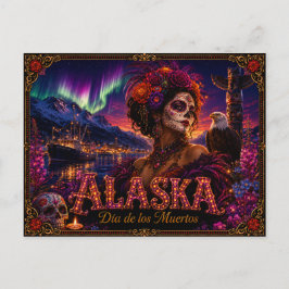 Alaska Día de los Muertos Retro Briefkaart