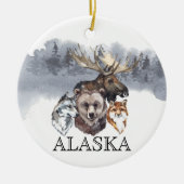 Alaska Dieren Beer Wolf Eland Keramisch Ornament (Voorkant)