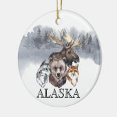 Alaska Dieren Beer Wolf Eland Keramisch Ornament (Links)