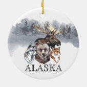 Alaska Dieren Beer Wolf Eland Keramisch Ornament (Achterkant)