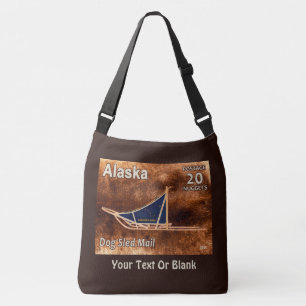 Alaska Dog Sled Mail Postage Stamp Crossbody Tas