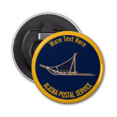 Alaska Dog Sled Postal Carrier Button Flesopener (Voorkant)