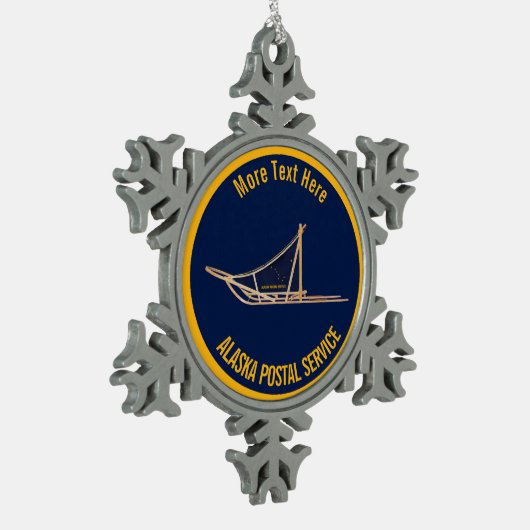 Alaska Dog Sled Postal Carrier Tin Sneeuwvlok Ornament (Links)