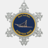 Alaska Dog Sled Postal Carrier Tin Sneeuwvlok Ornament (Voorkant)