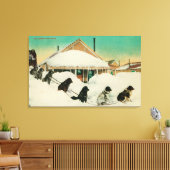 Alaska Dogsled Team rust in SnowState Canvas Afdruk (Insitu (Woonkamer))