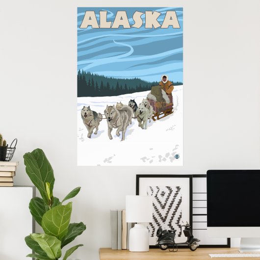 Alaska - Dogsledding Poster (Thuiskantoor)