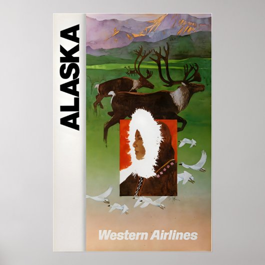 Alaska druk Western Airlines Reisposter Alaska Poster (Voorkant)