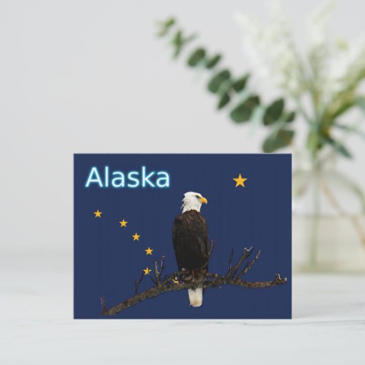 Alaska Eagle en Flag Briefkaart (Staand voorkant)