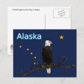 Alaska Eagle en Flag Briefkaart (Voorkant / Achterkant)
