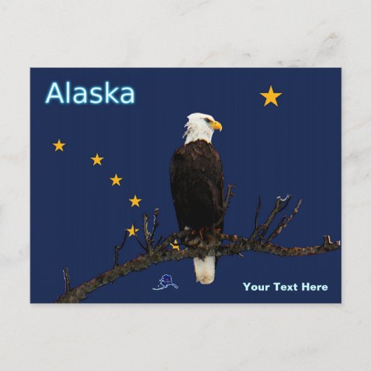 Alaska Eagle en Flag Briefkaart (Voorkant)