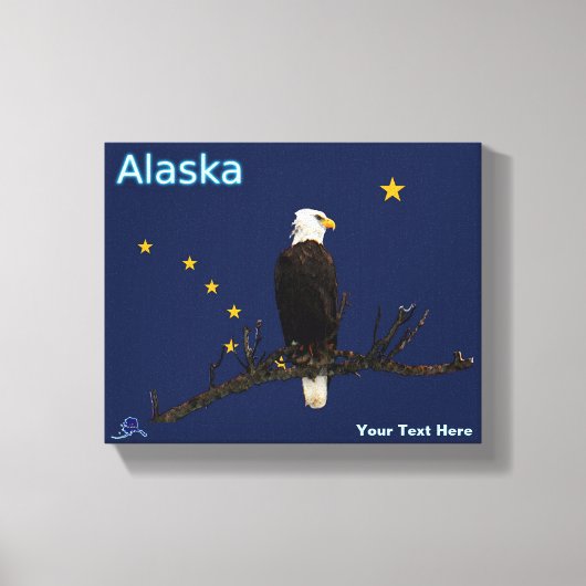 Alaska Eagle en Flag Canvas Afdruk (Voorkant)