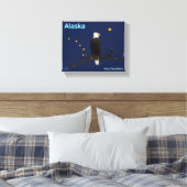 Alaska Eagle en Flag Canvas Afdruk (Insitu (Slaapkamer))