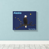 Alaska Eagle en Flag Canvas Afdruk (Insitu (Houten vloer))